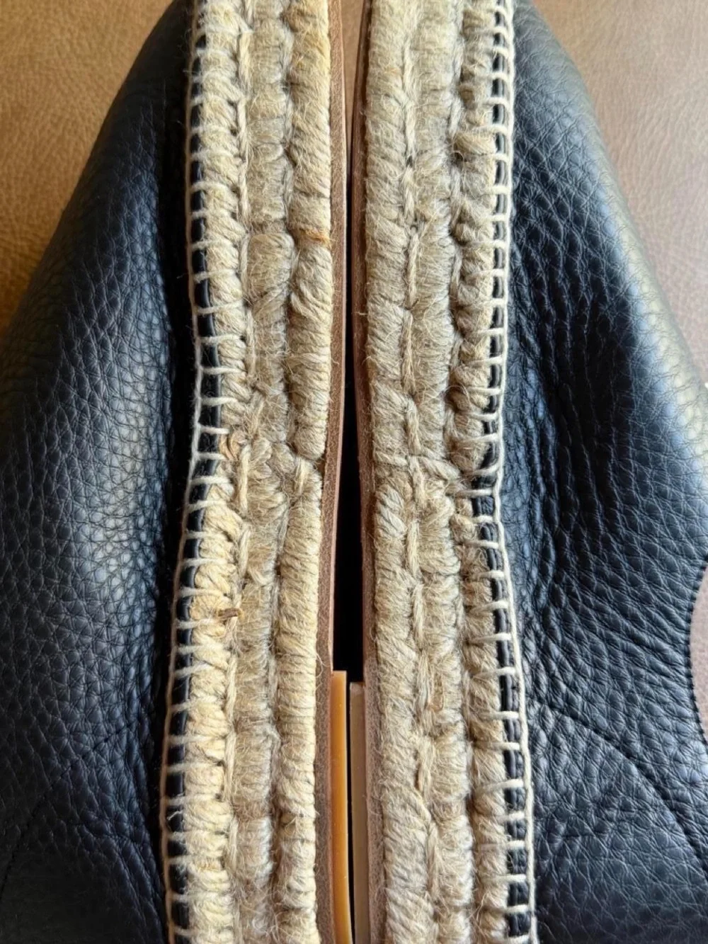 NEW Alexander Wang Black Leather Espadrille Loafer with Gold Ring size 37